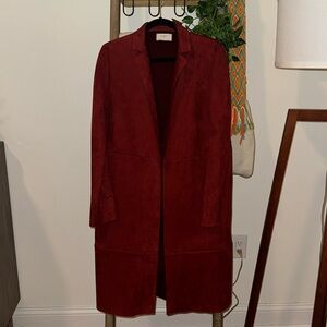 ZARA Like NEW Cherry Red Suede Coat